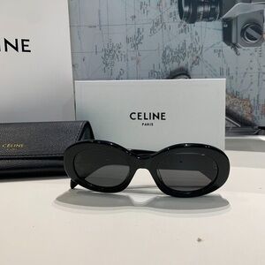 Celine Black Oval Sunglasses - Retro-Inspired Design, Parisian Luxury with Case